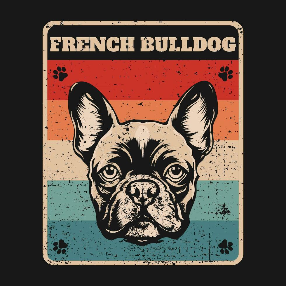 Retro French Bulldog tshirt Design vector