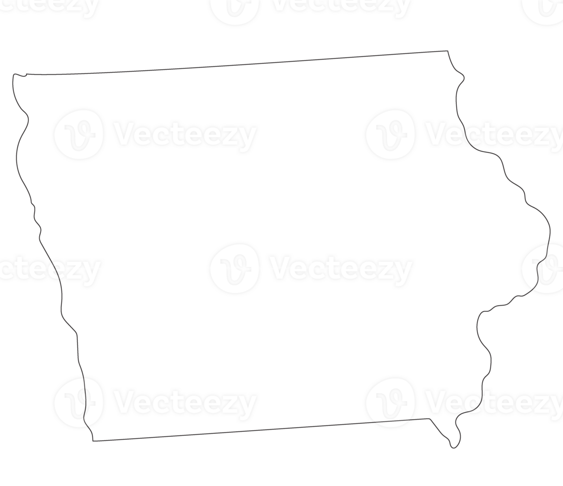 Iowa state map. Map of the U.S. state of Iowa. png