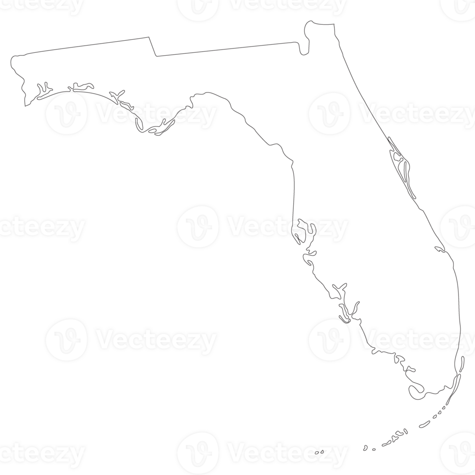 Florida state map. Map of the U.S. state of Florida png