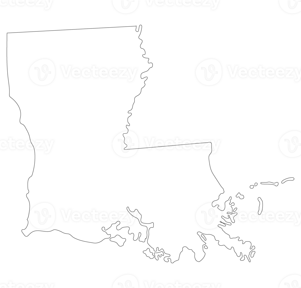 Louisiana state map. Map of the U.S. state of Louisiana. png