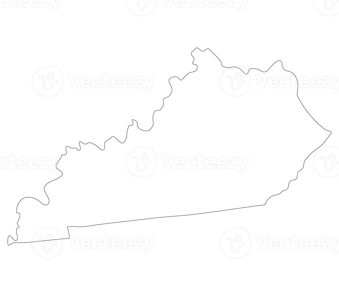 Kentucky state map. Map of the U.S. state of Kentucky. png