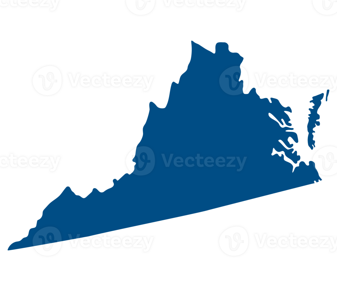 Virginia state map. Map of the U.S. state of Virginia. png