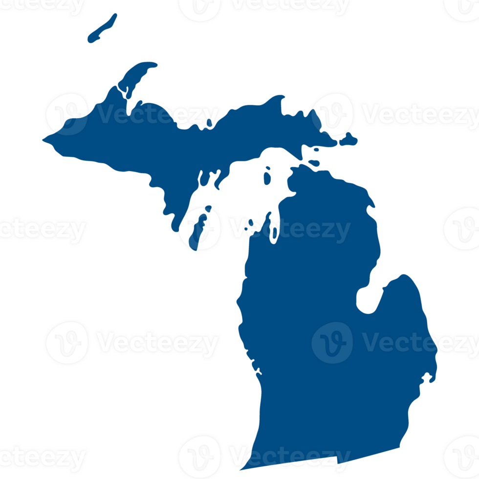 Michigan state map. Map of the U.S. state of Michigan. png