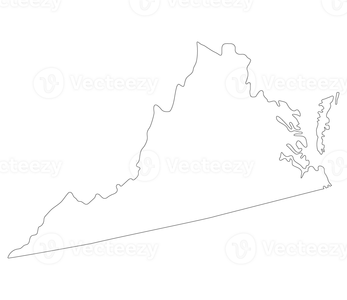 Virginia state map. Map of the U.S. state of Virginia. png