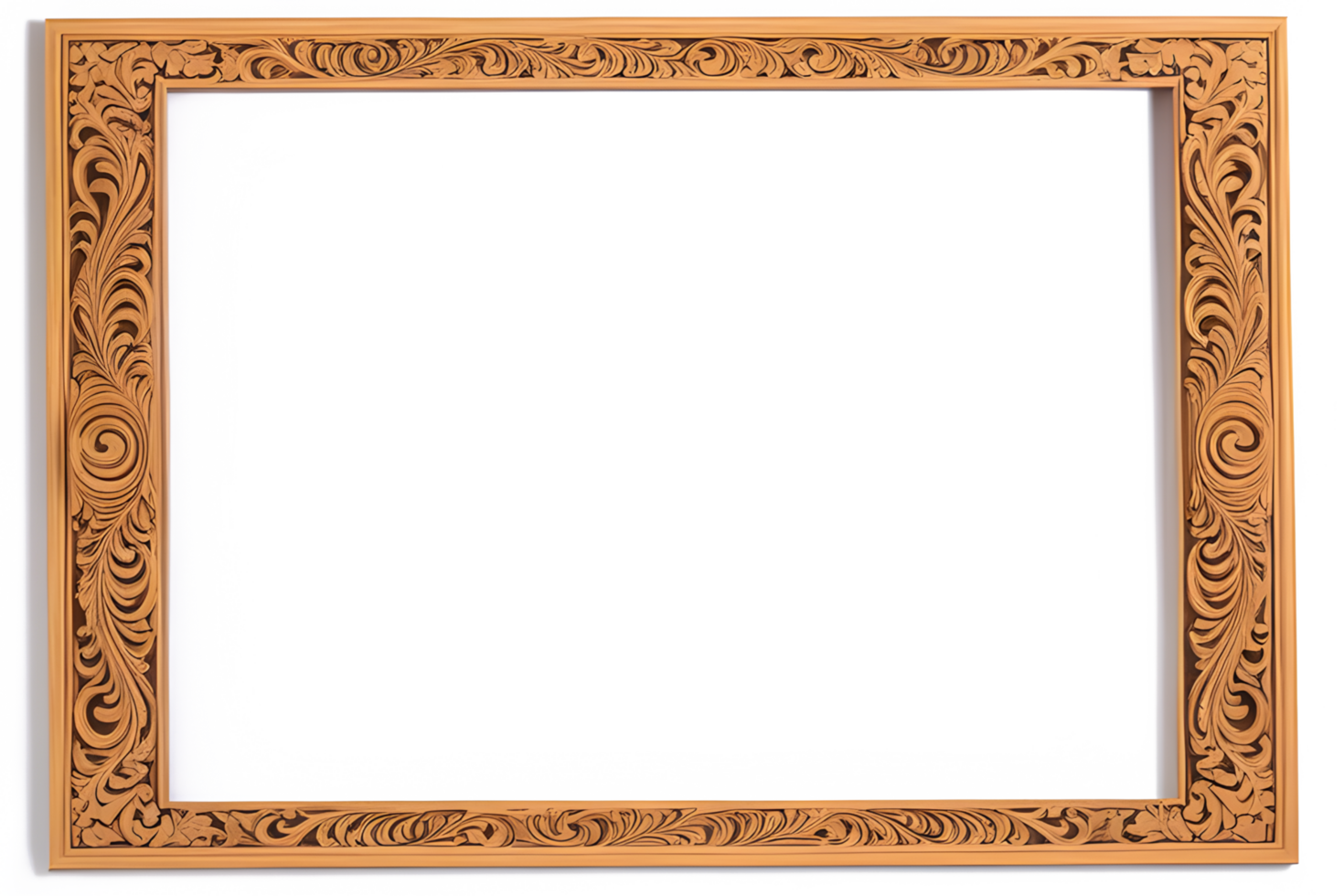 AI generated Wooden Frame With Beautiful Traditional Carvings PNG Transparent Background
