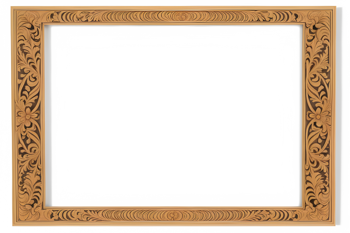AI generated Wooden Frame With Beautiful Traditional Carvings PNG Transparent Background