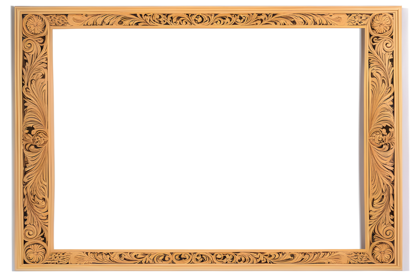 AI generated Wooden Frame With Beautiful Traditional Carvings PNG Transparent Background