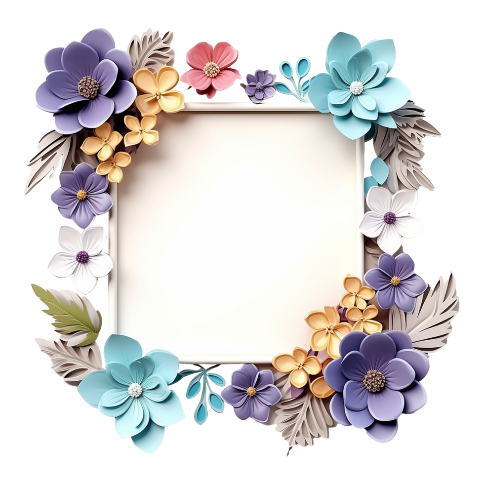 AI generated Flower frame isolated on transparent background png