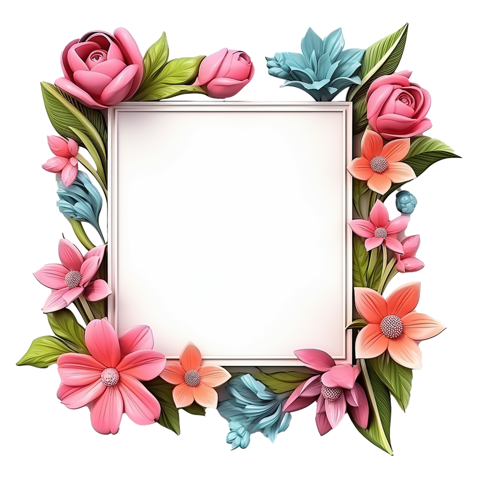 AI generated Flower frame isolated on transparent background png