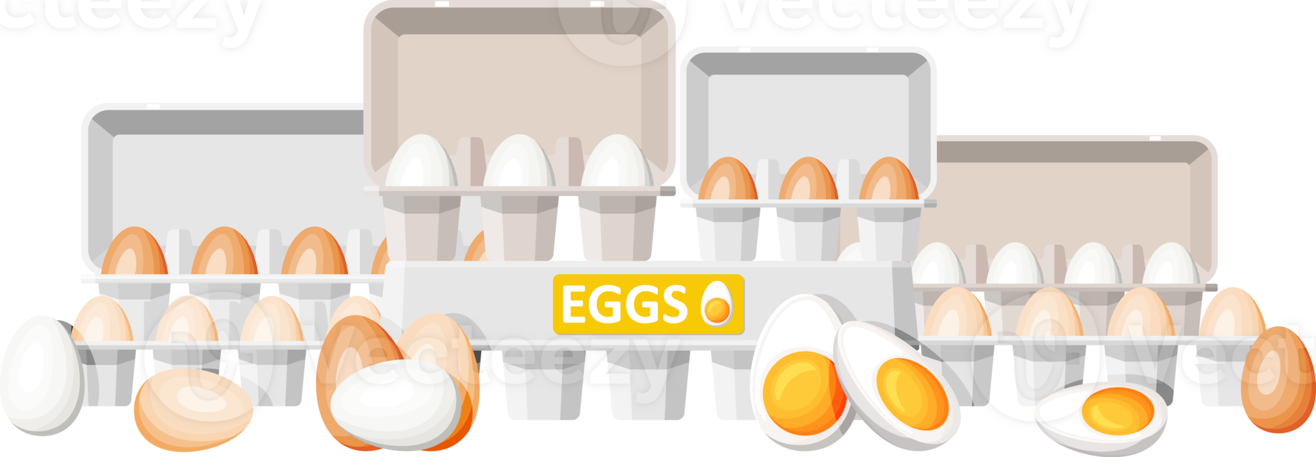 Set eggs in cardboard package png