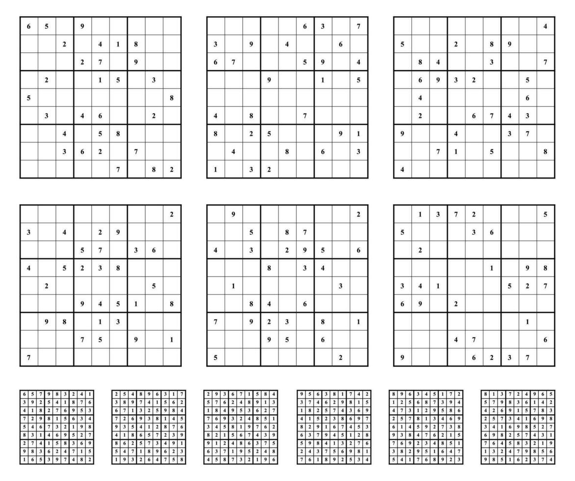 Sudoku game set  with answers. vector