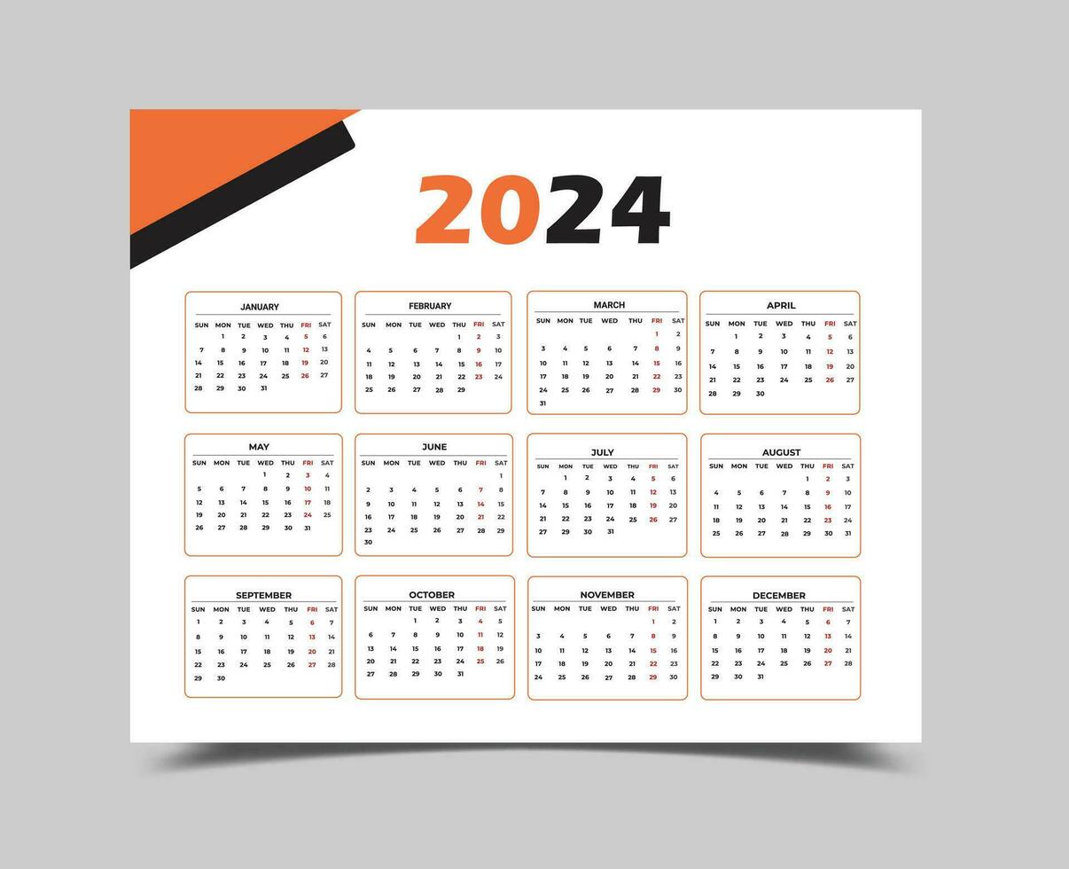 2024 Calendar I 2024 Calendar for Office vector