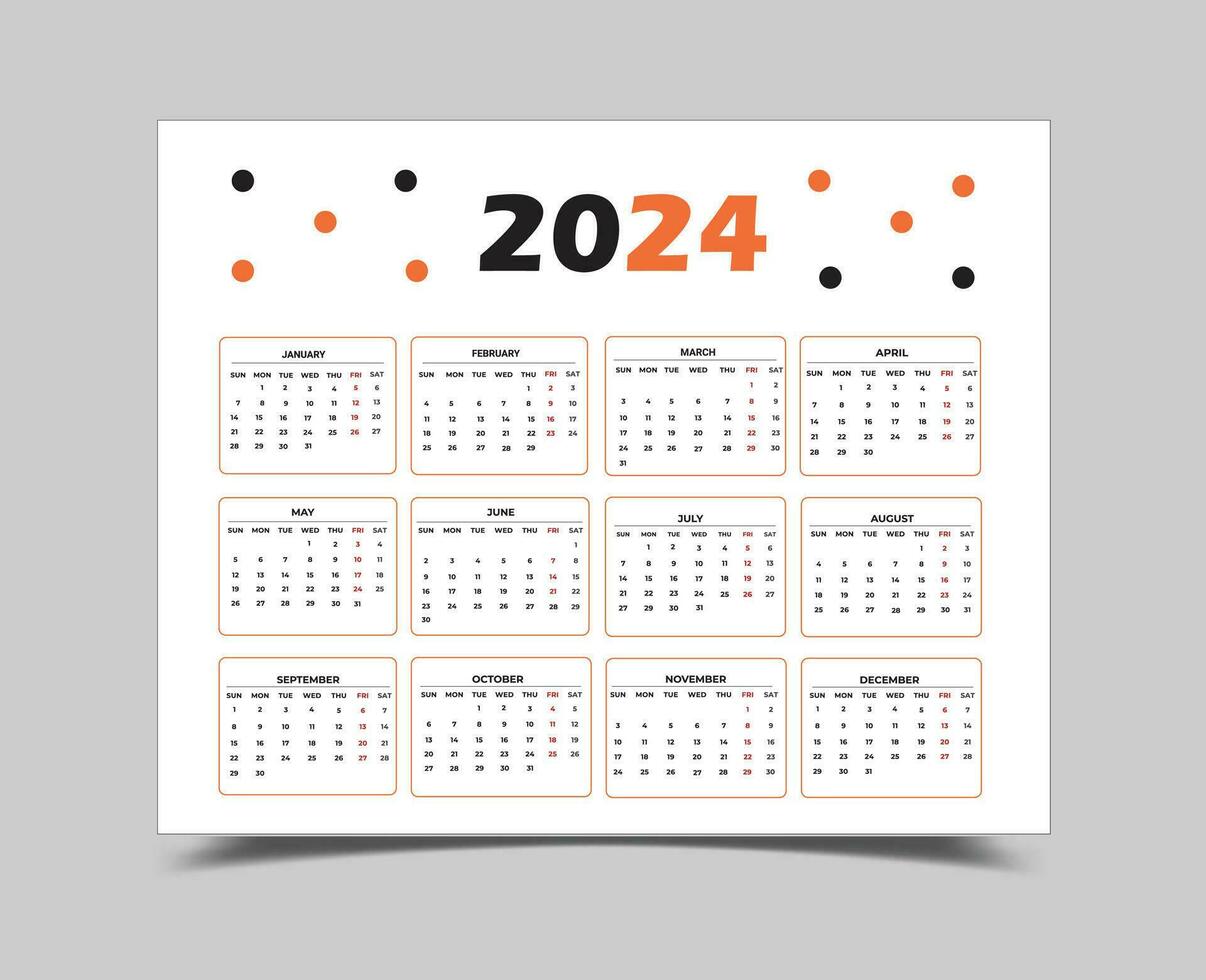 2024 Calendar I 2024 Calendar for Office vector