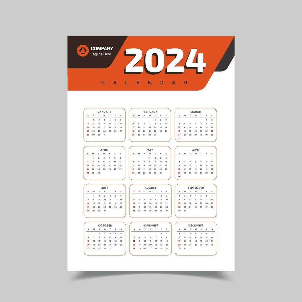 2024 Calendar I 2024 Calendar for Office vector