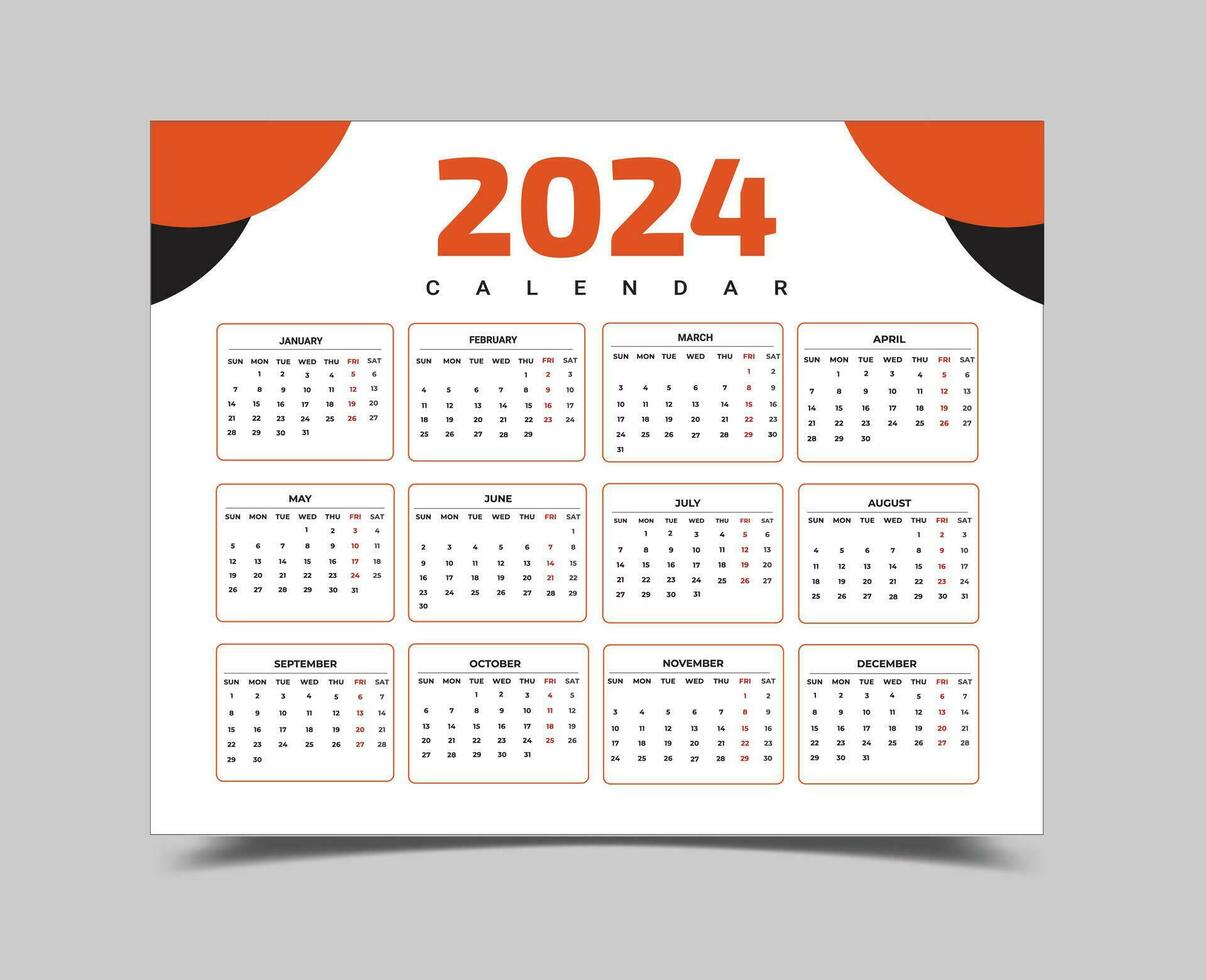 2024 Calendar I 2024 Calendar for Office vector
