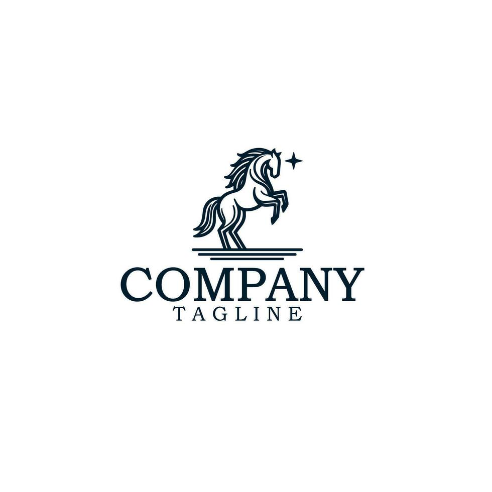 horse simple line art logo design vector template