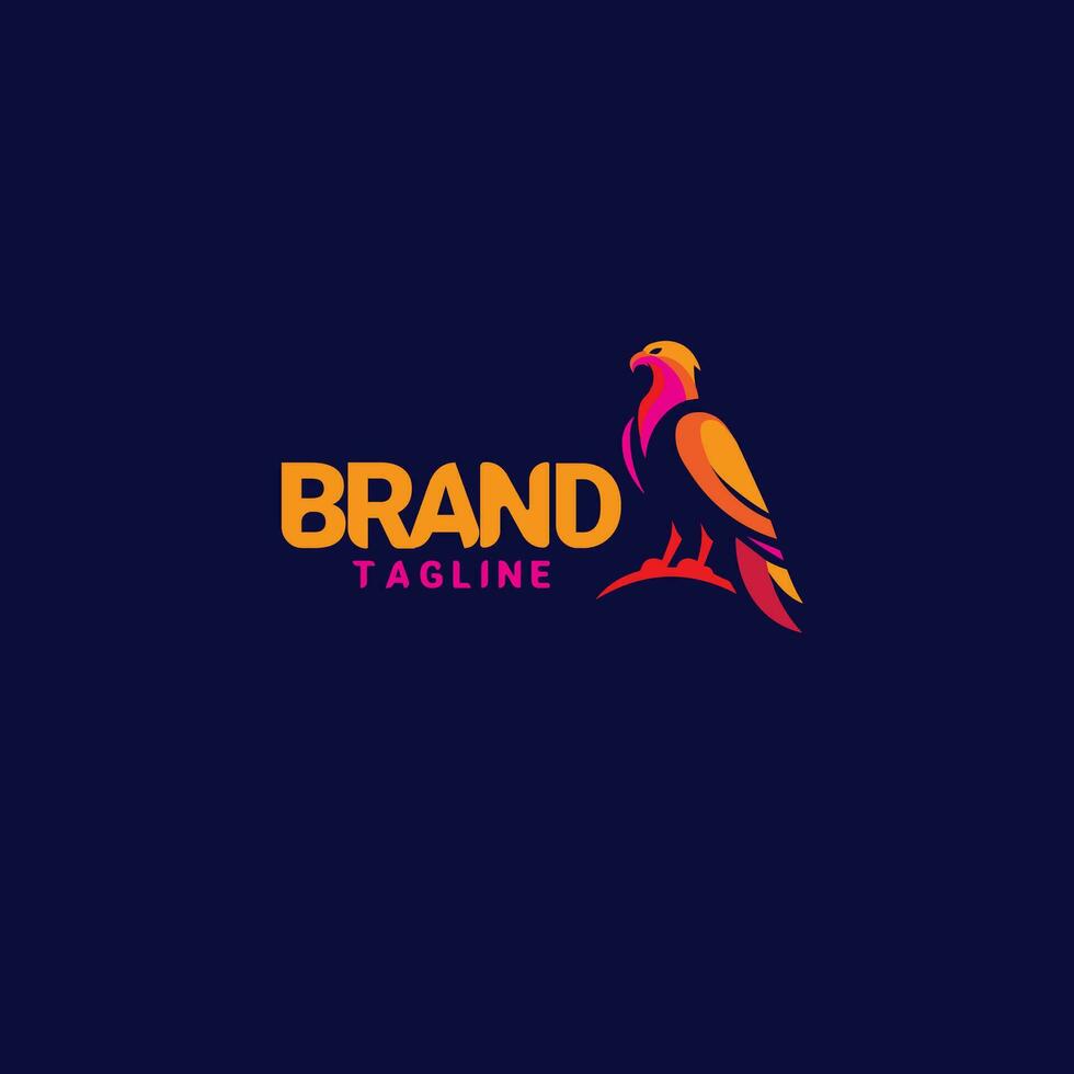 águila pájaro lleno color logo diseño vector modelo