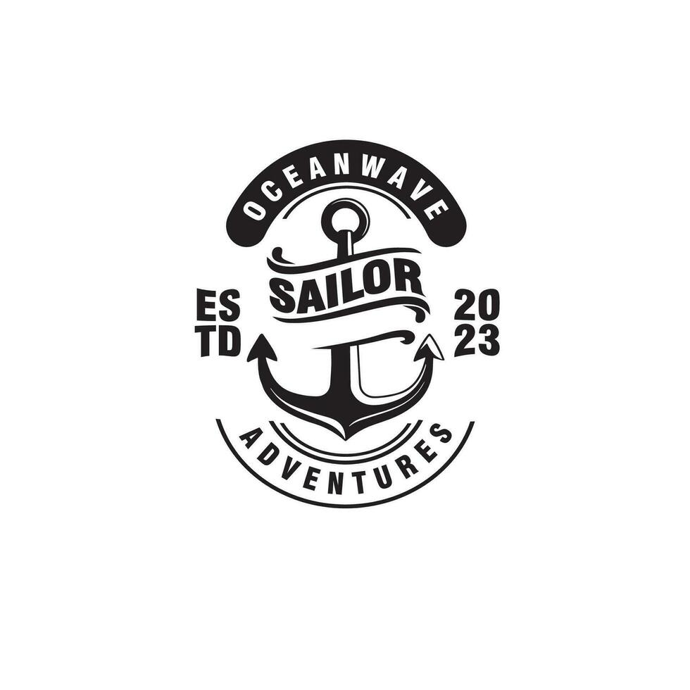 vintage anchor sailor logo design vector template illustration