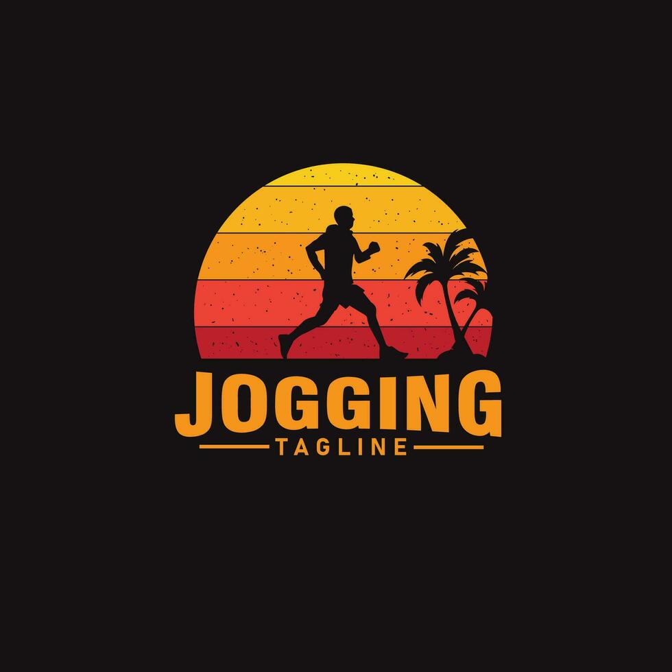 running jogging logo design vector template