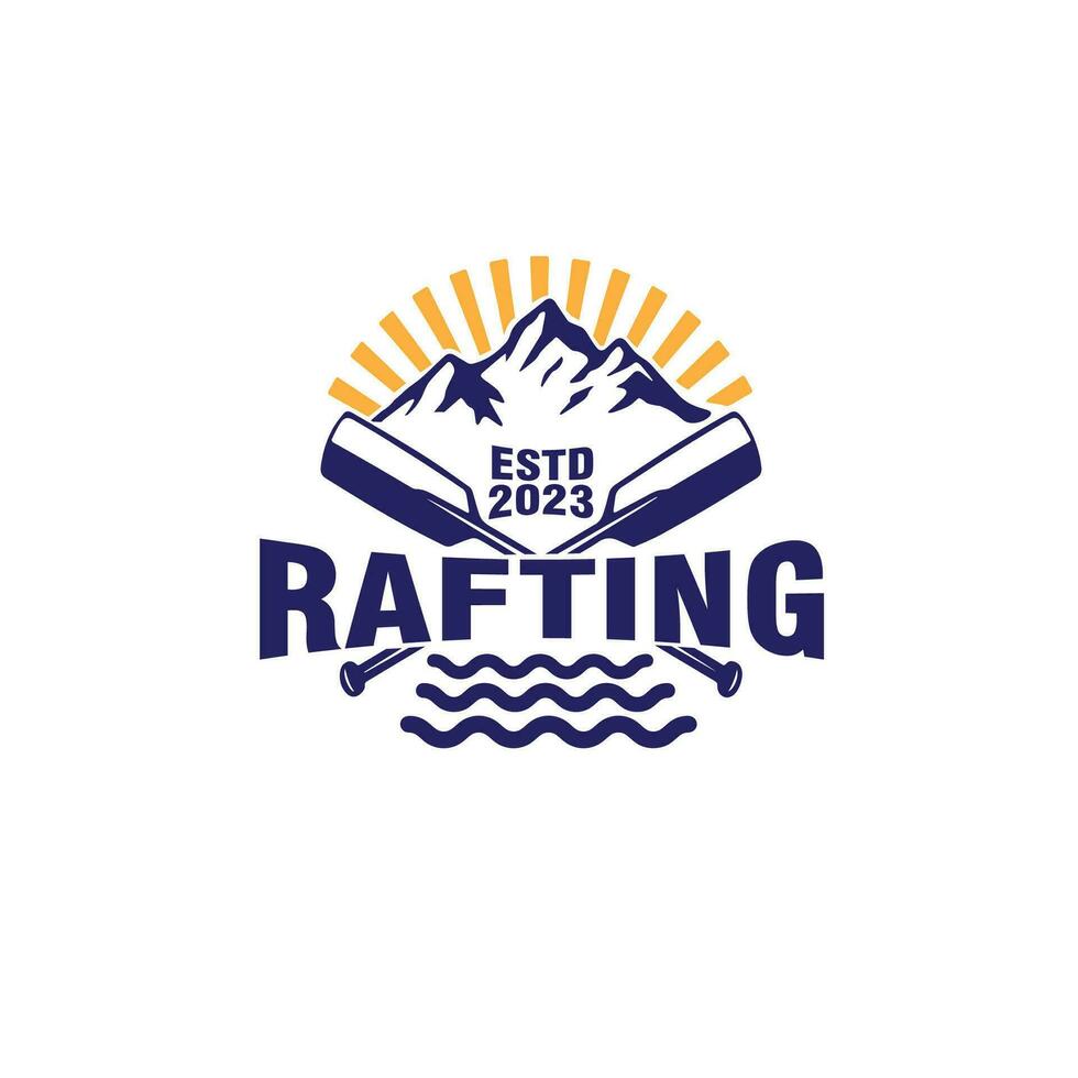 rafting vintage logo design vector template