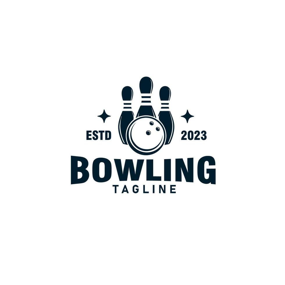 bowling vintage logo design vector template