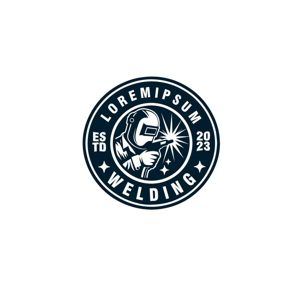 welding mechanic vintage badge logo design vector template