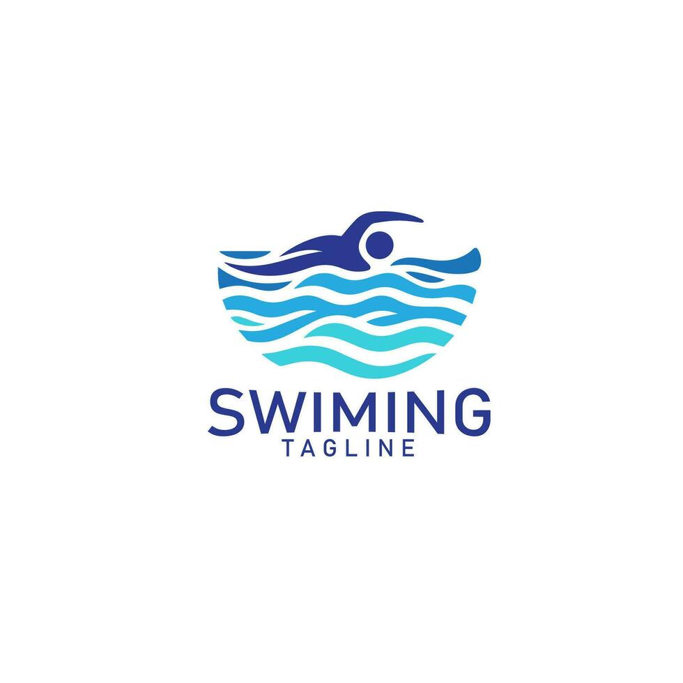 swimming sports logo design vector template