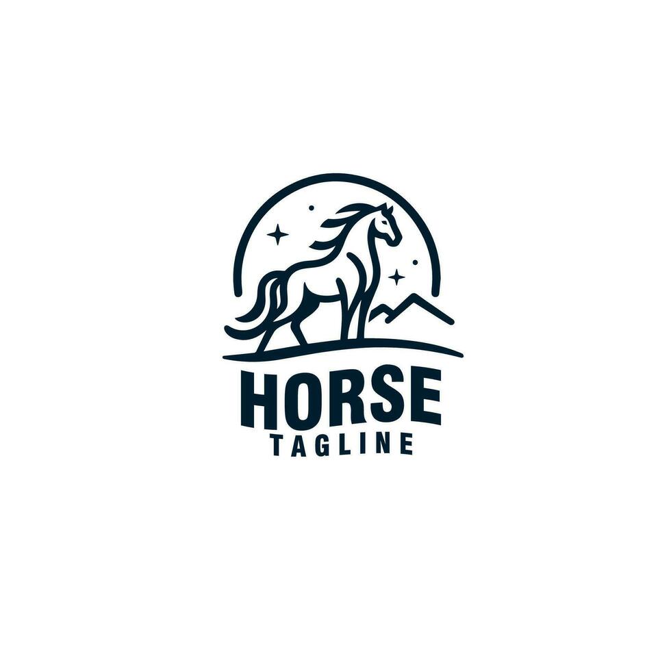 horse simple line art logo design vector template