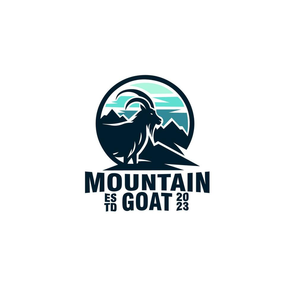 montaña cabra silueta estilo logo diseño vector modelo