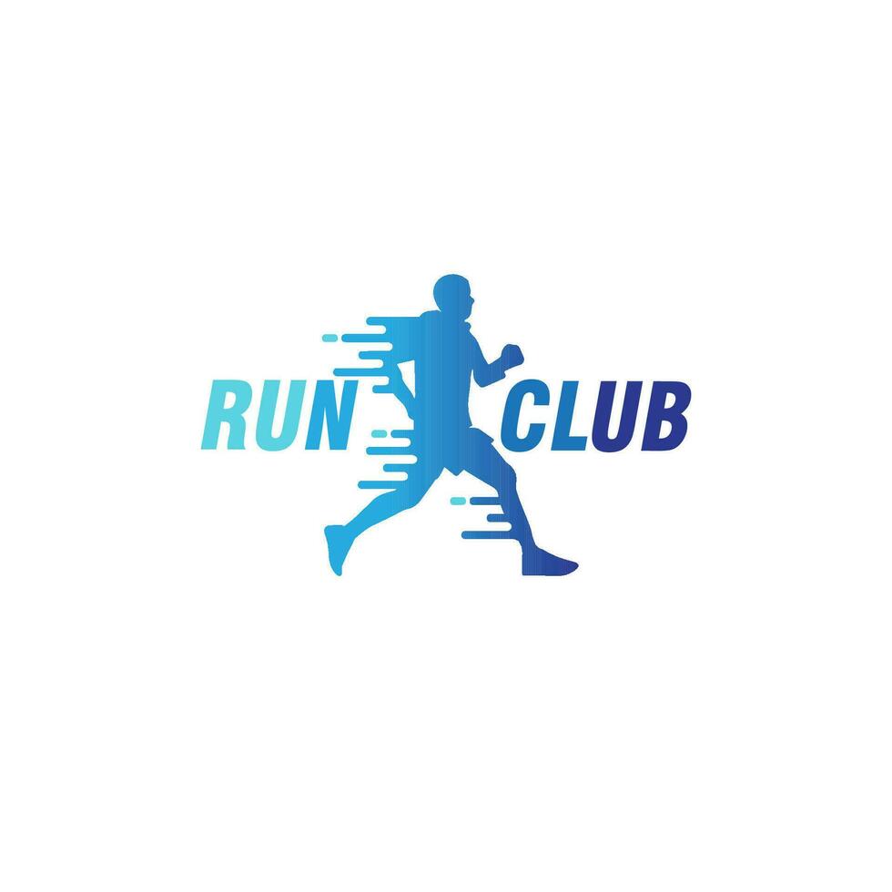 running man silhouette logo design vector template