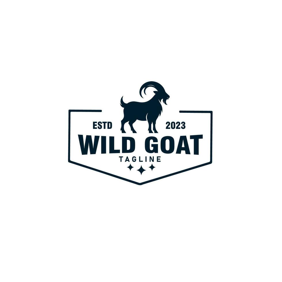 goat silhouette vintage badge logo design vector template