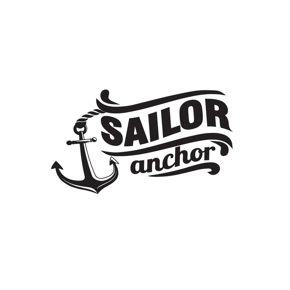 vintage anchor lettering logo design vector template