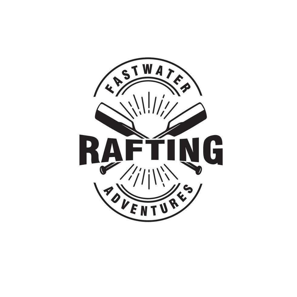 vintage rafting logo design vector template illustration