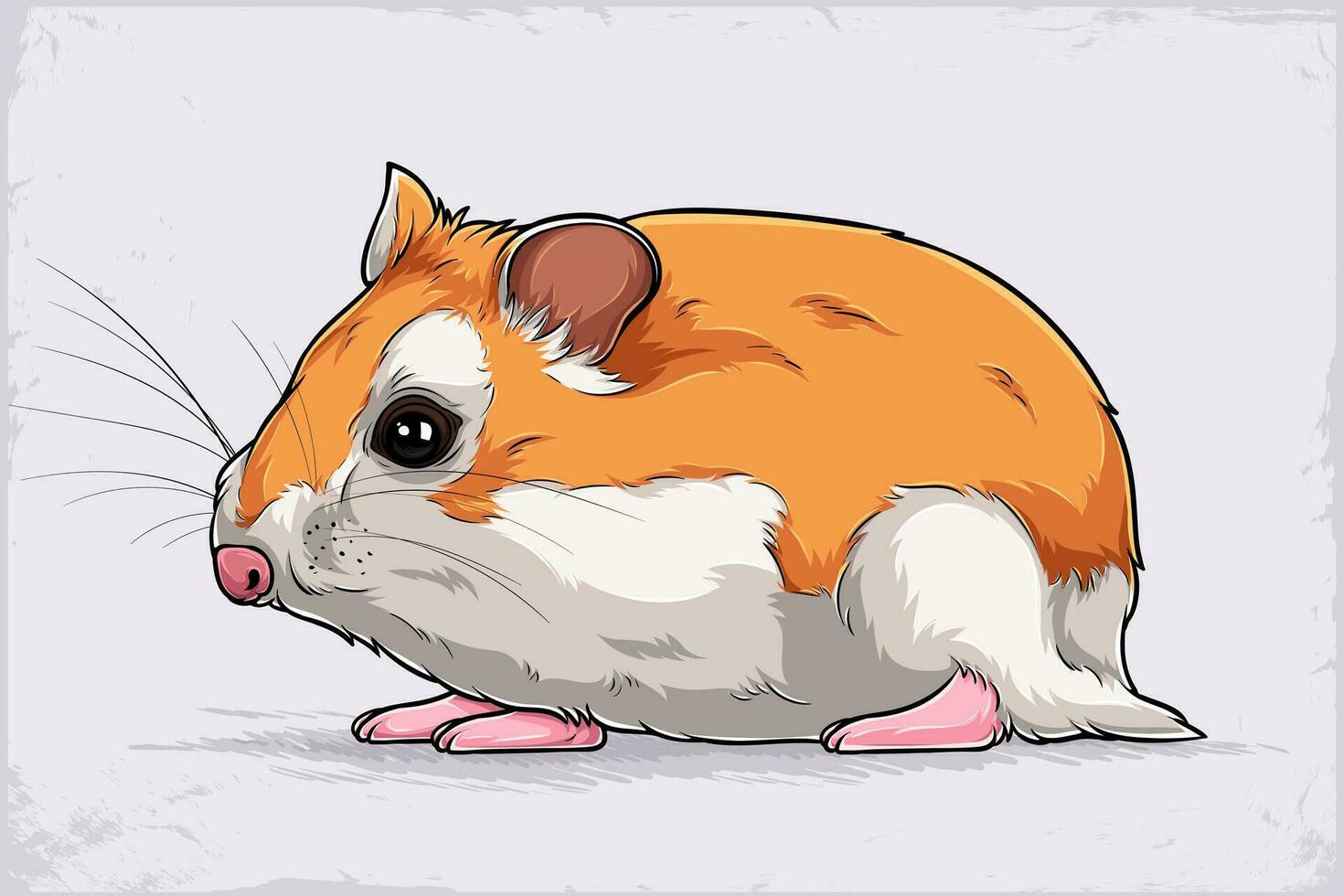 Hand drawn Cute hamster or guinea pig pet, Beautiful hamster with furry whiskers isolated on white vector