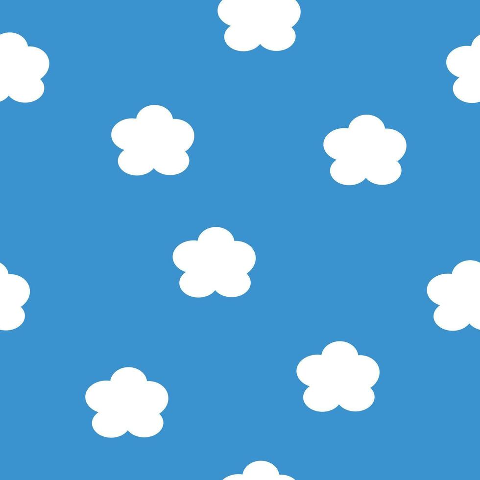 White clouds on paris blue sky. Seamless pattern. vector