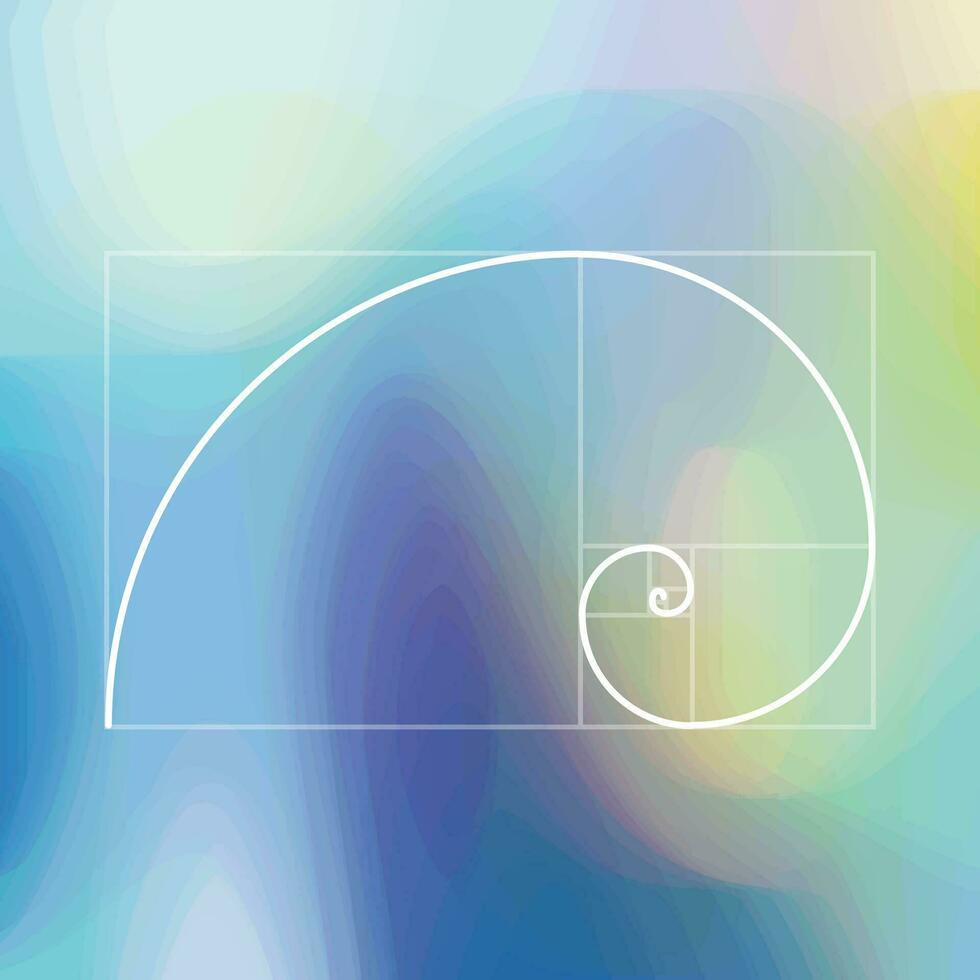 Fibonacci sequence, golden spiral Background, Golden ratio proportion vector