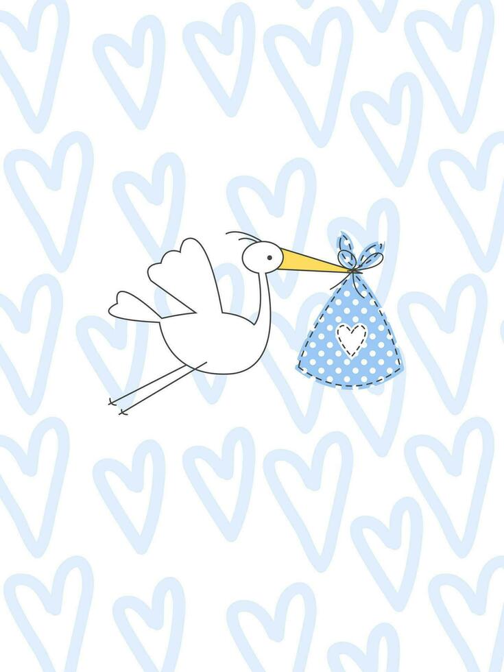 Baby boy birthday card with copy space vector