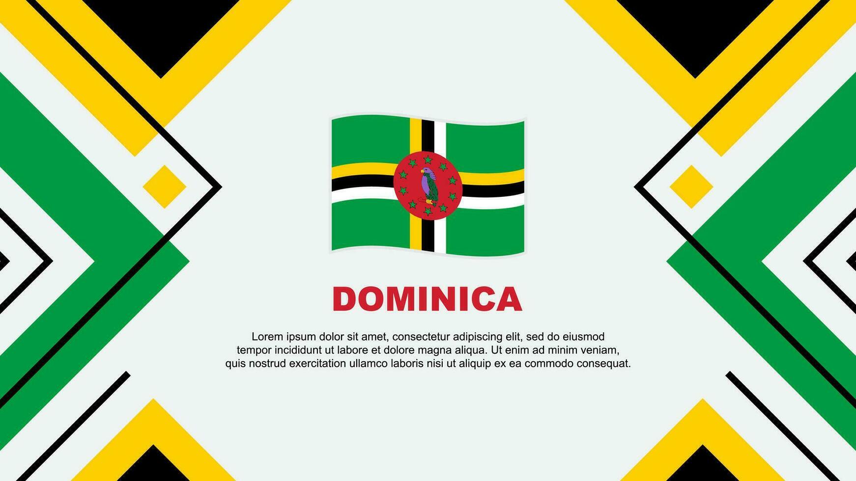 Dominica Flag Abstract Background Design Template. Dominica Independence Day Banner Wallpaper Vector Illustration. Dominica Illustration