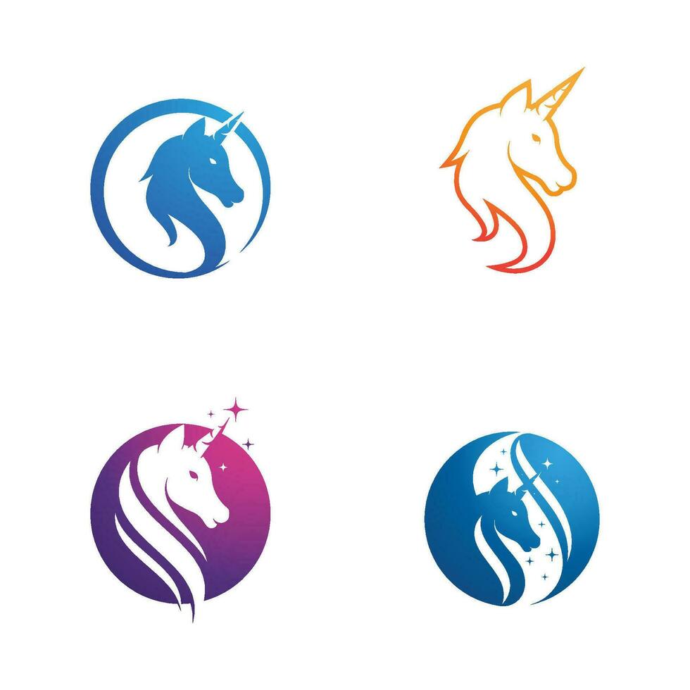 Ilustración de vector de icono de logotipo de unicornio