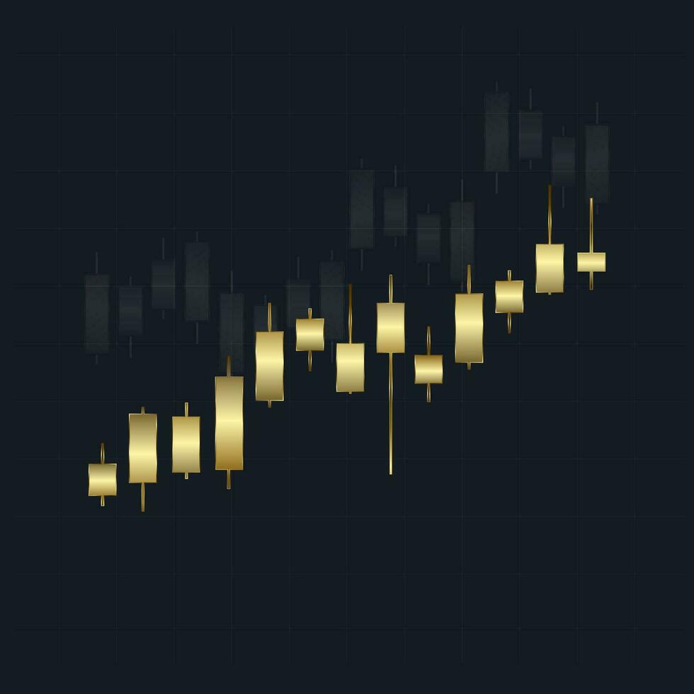 luxury, gold graph for Stock market charts and forex trading graph in up trend concept for financial investment or Economic trends business element, objects vector