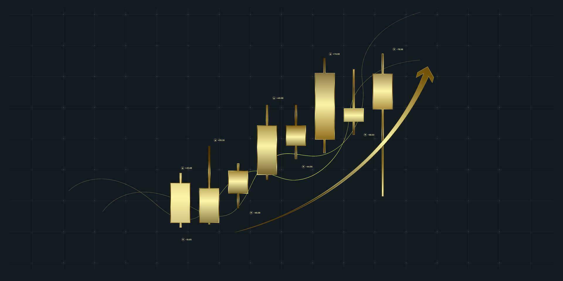 Golden and luxury Stock market charts and forex trading graph in up trend concept for financial investment or Economic trends business idea. Abstract finance background vector