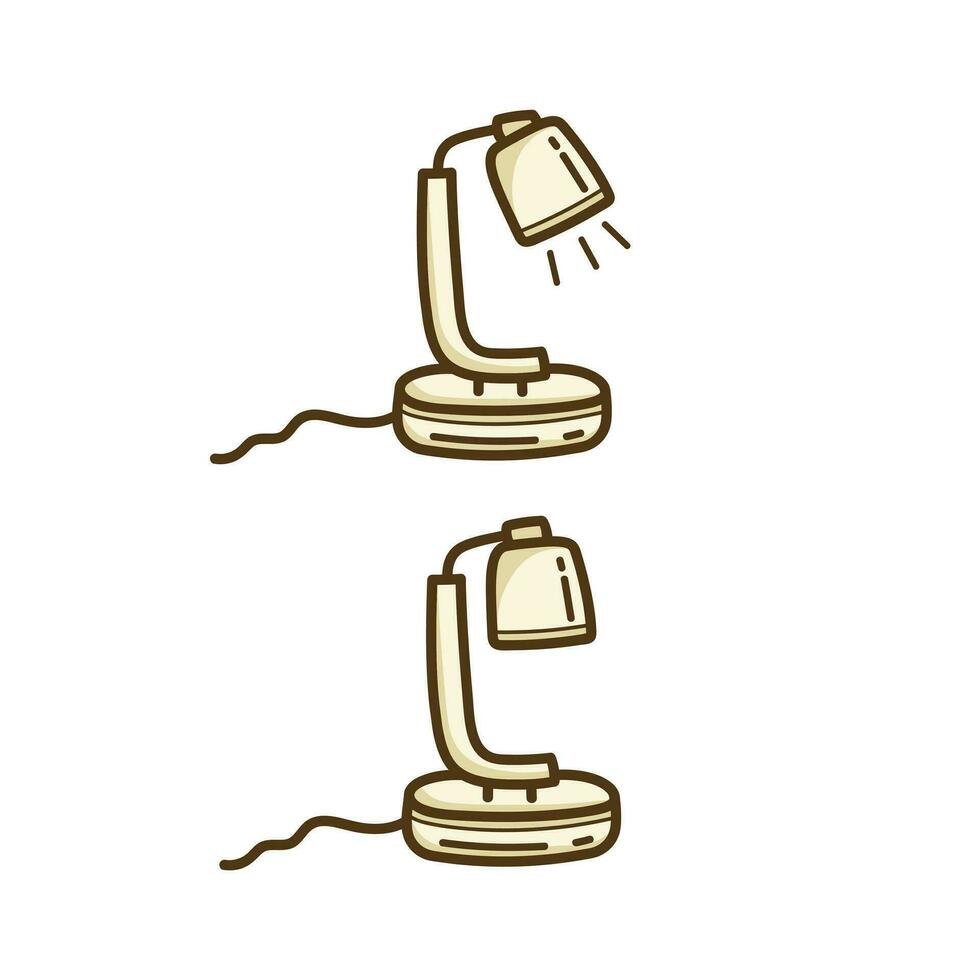 Modern table lamp colored doodle design vector