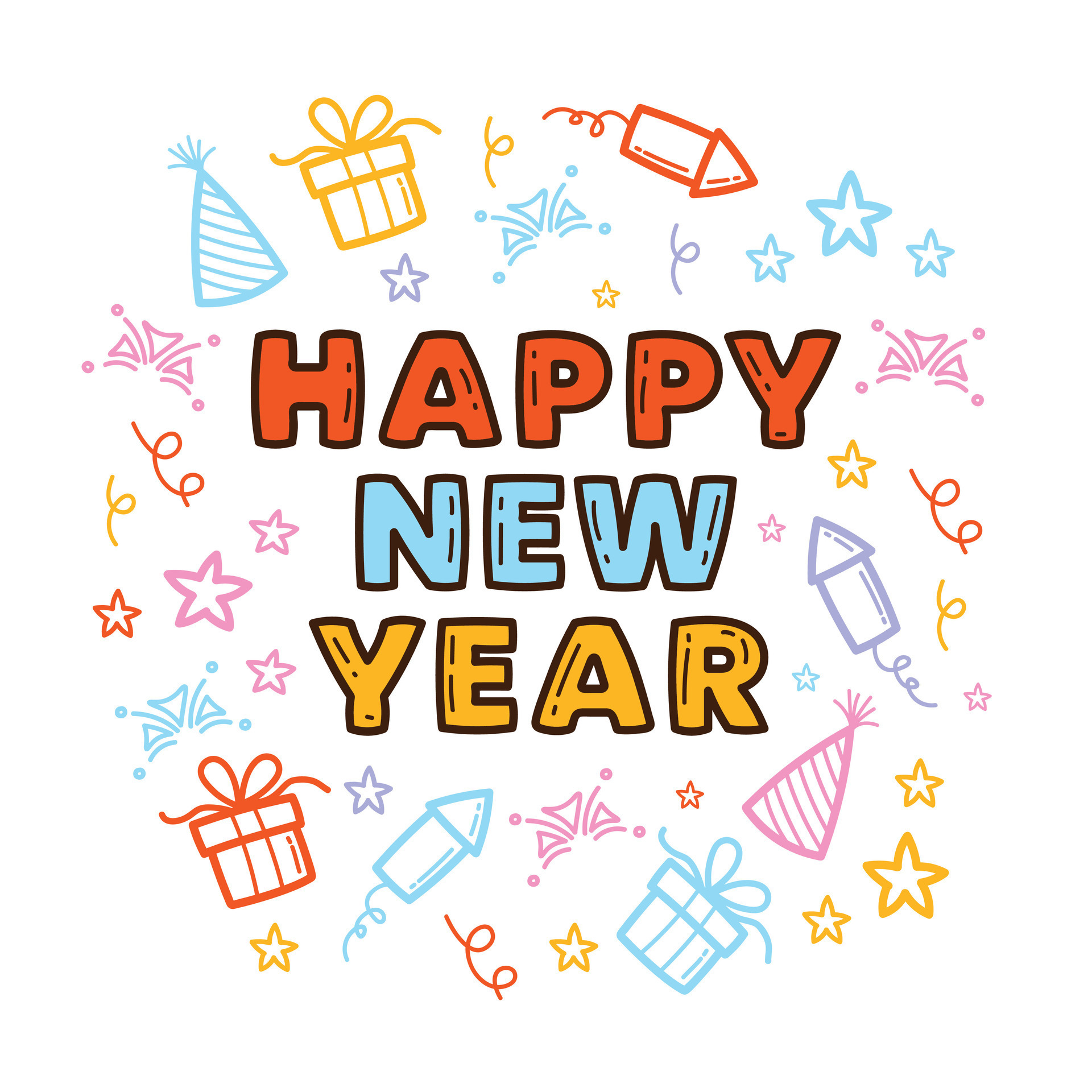 New Year doodle art 35770494 Vector Art at Vecteezy