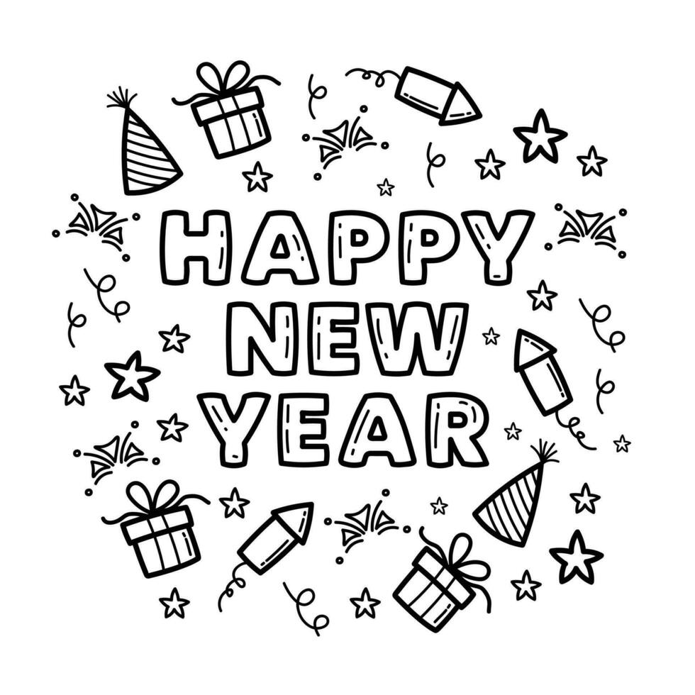 New Year doodle art vector