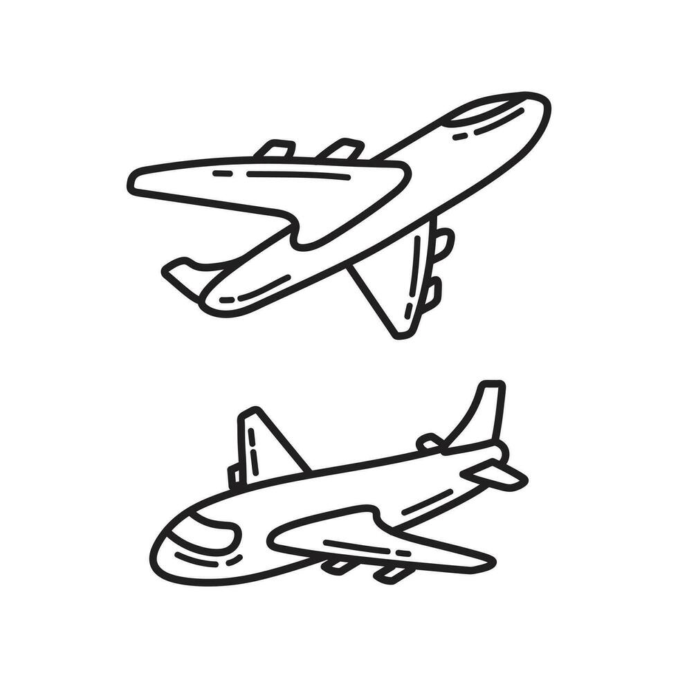 hand drawn airplane doodles vector