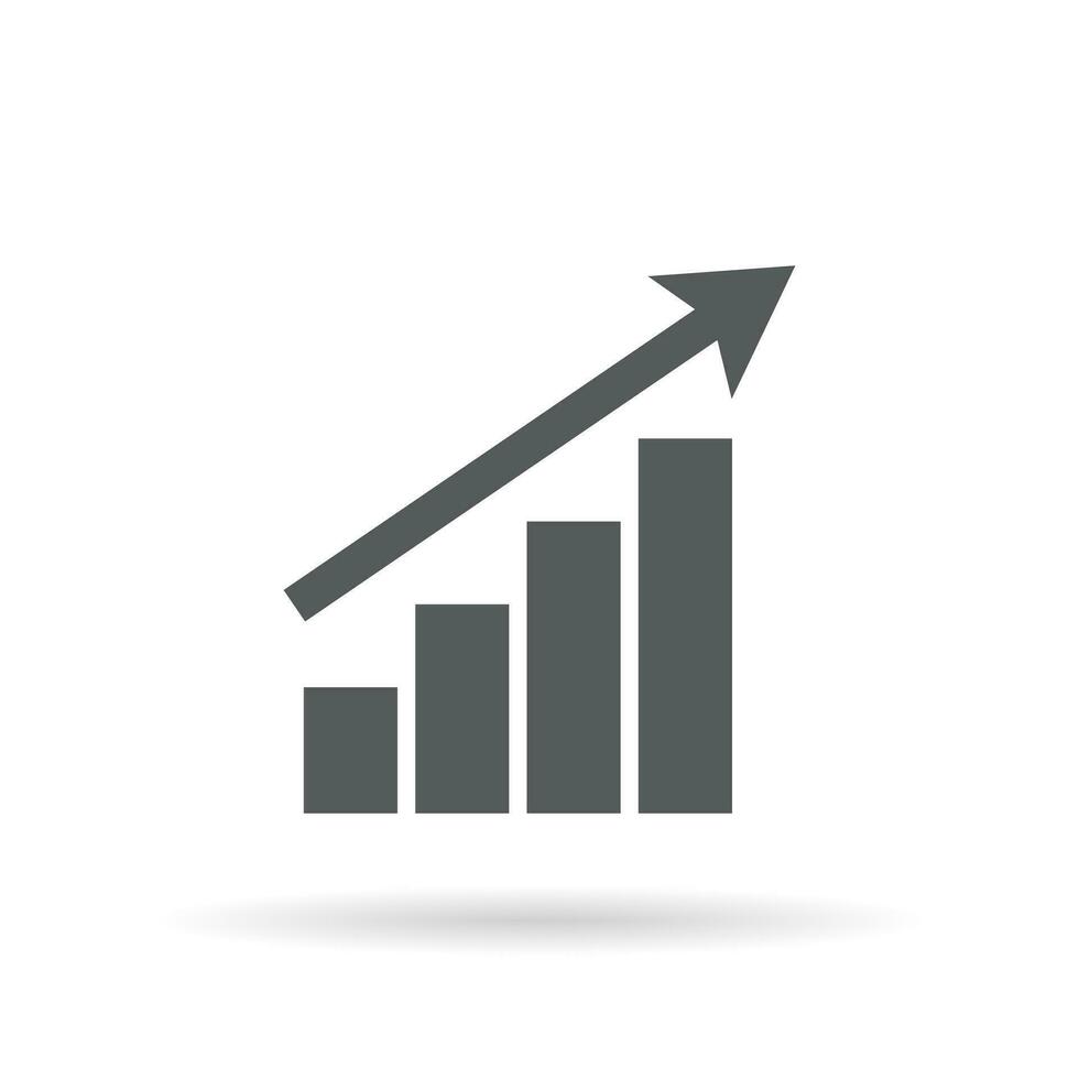 Increase graph icon. Growth business arrow symbol vector