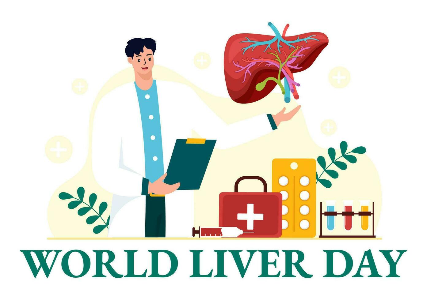 World Liver Day Vector Illustration on April 19th to Raise Global Awareness of Hepatitis and Healthy in Flat Cartoon Background Design