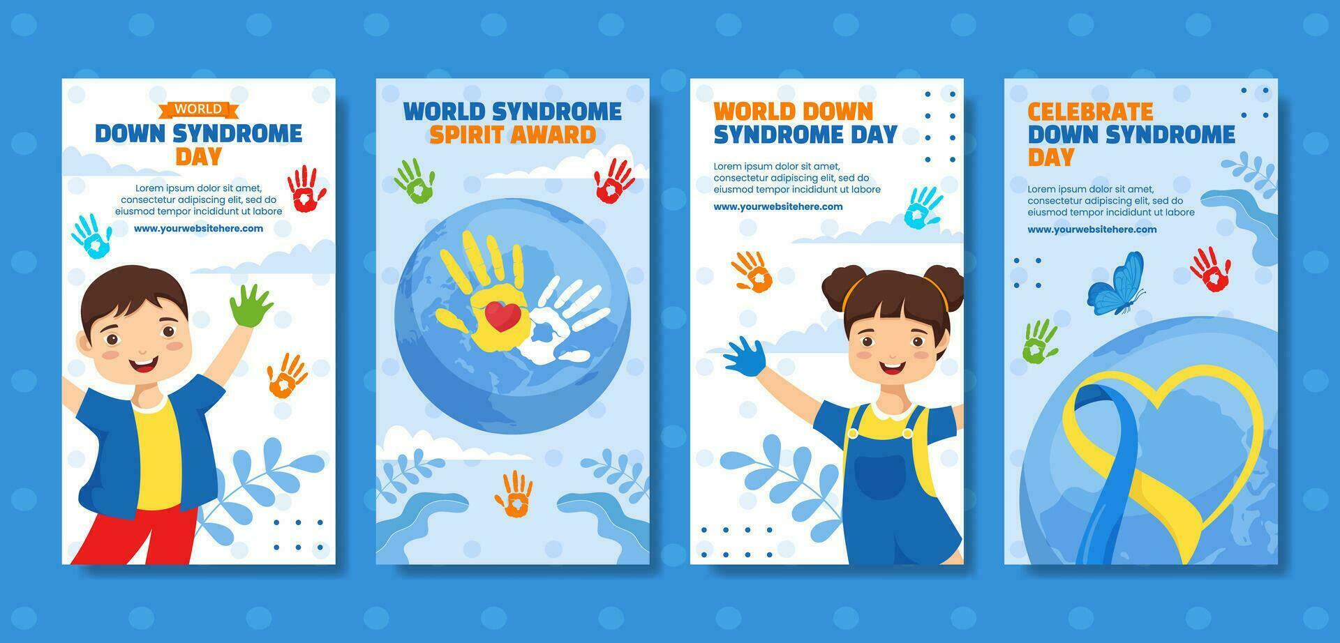 Down Syndrome Day Social Media Stories Flat Cartoon Hand Drawn Templates Background Illustration vector