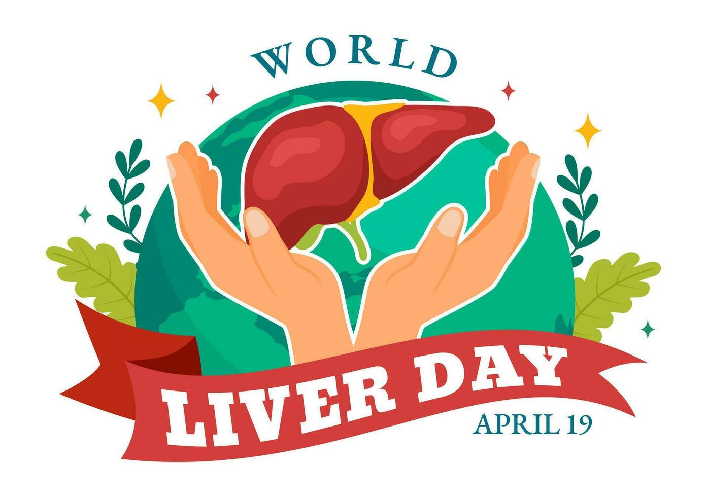 World Liver Day Vector Illustration on April 19th to Raise Global Awareness of Hepatitis and Healthy in Flat Cartoon Background Design