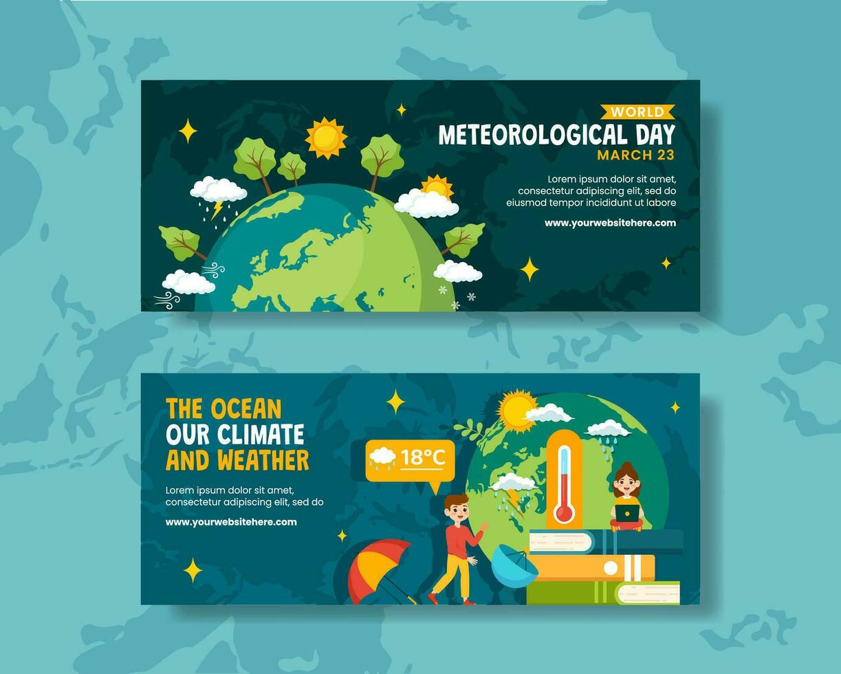 meteorológico día horizontal bandera plano dibujos animados mano dibujado plantillas antecedentes ilustración vector